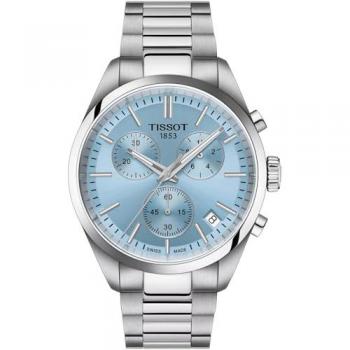 Tissot PR 100 Chronograph Men's Watch - Blue Dial, Silver Stainless Steel, 40mm, 10ATM