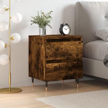 Mesita de noche Smoke Oak 40x35x50 cm Madera multicapa Marrón