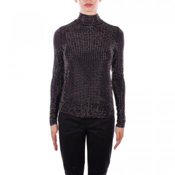 PINKO Women's Black Rhinestone Mockneck Sweater - Size S