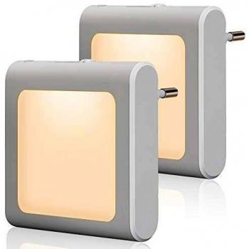 Luz Nocturna Infantil con Sensor Crepuscular, Emotionlite 2 piezas Brillo Infinitamente Ajustable Muy Bueno para sala de niños, Escalera, Dormitorio, Cocina, Luz de orientación