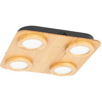 Foco LED Lindby Joren, 4 luces, madera, 38 x 38 cm, temperatura de color 3.000 K