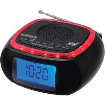 JENSEN JEP-725 Digital AM/FM Weather Band Alarm Clock Radio with NOAA Weather Alert and Top Mounted Red LED Alert Indicator Ring