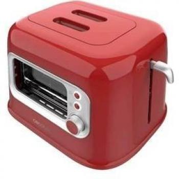 Tostadora Cecotec RetroVision 700W con ventana de cristal y diseño retro, color rojo