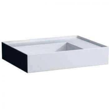 Lavabo Laufen Kartell 60x46cm, gris mate, sin agujero para grifo, sin rebosadero, repisa derecha, cerámica Saphir