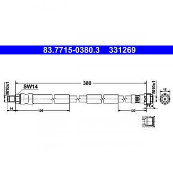 Tubo de freno ATE 83.7715-0380.3, Latiguillo de freno ATE 83.7715-0380.3