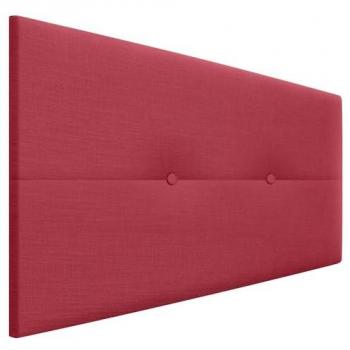 Cabecero Tapizado de Lino Natural con Botones y Patas de Madera - 110x105cm (Rojo) para Cama en Dormitorio Moderno