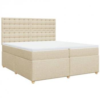 Cama box spring con colchón tela color crema 200x200 cm