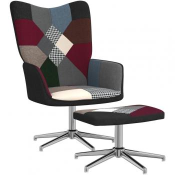 Silla relax con taburete en tela de patchwork vidaXL Silla de relajación con reposapiés tela patchwork