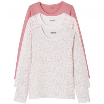VERTBAUDET Lote de 3 Camisetas niña Manga Larga Rosa Medio Bicolor 3A