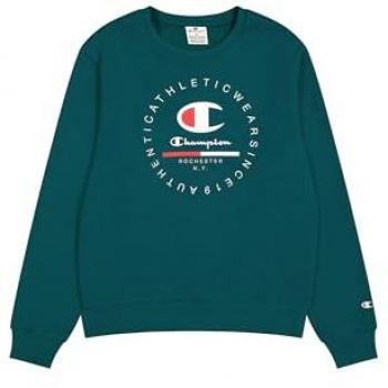 Sudadera de Hombre Champion Powerblend Fleece Verde con Gráficos y Cuello Redondo