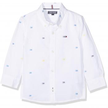 Tommy Hilfiger AME Flag Dobby Shirt L/S, Blusa para Bebés, Blanco