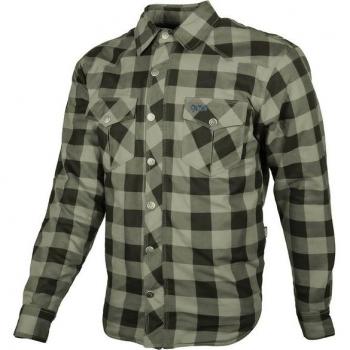 Chaqueta de moto GMS Jaguar Oliva-Negro, características: material resistente al desgaste, diseño ergonómico, forro interior transpirable, múltiples bolsillos, protecciones en codos y hombros. Camisa de moto GMS Jaguar
