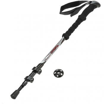 TOMSHOO Bastón de Trekking - Anti Choque - Palo Ajustable Durable de 62cm a 135cm 3 Secciones con Punto de acero al tungsteno Rojo Verde Azul y Gris