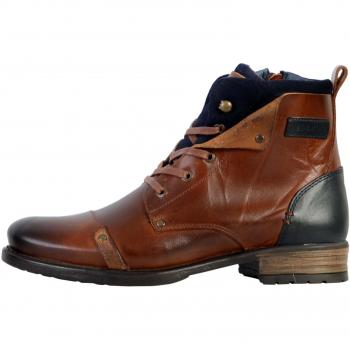Botas de hombre Redskins Yedos de cuero marrón con cierre de cremallera y cordones, confort excepcional, tallas 40-45