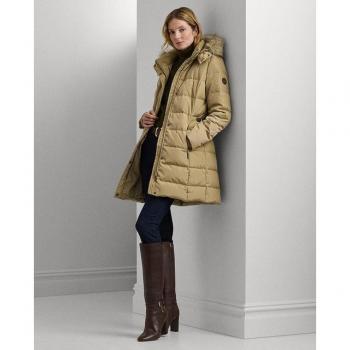 Ralph Lauren Women's Removable Hooded Puffer Coat - Brown, Size M