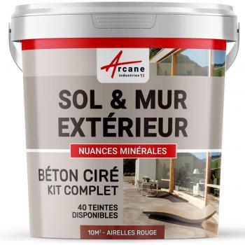 Kit de Hormigón Pulido Exterior Airelles Roja - 10 m² (en 2 capas) para Suelo, Muro, Terraza, Balcón y Escalera - Arcane Industries