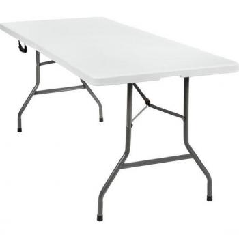 Mesa de camping plegable 183 x 76 x 74 cm | Montaje y desmontaje rápido | Prácticas asas integradas | Plegable