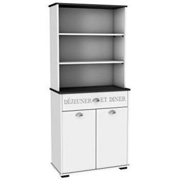 13 Casa Crissy B7 Aparador, 80 x 40 x 180 H cm, Blanco, Gris, melamina, 180 x 80 x 40 cm