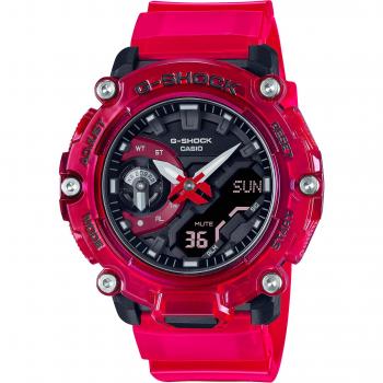 Casio G-Shock GA-2200SKL-4AER Analógico-Digital Reloj de Pulsera para Hombre con Correa Roja Carmín y Esfera Negra