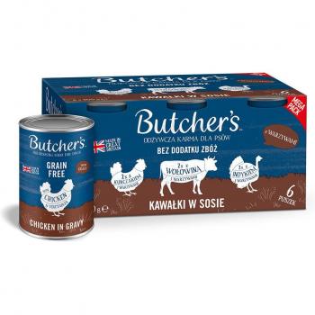 Comida Húmeda Butcher's Original Mega Pack Sin Cereales para Perros - 12 x 400 g (3 Sabores: Pollo, Pavo y Res)
