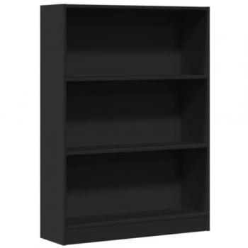 Estantería de madera de ingeniería negra 80x24x109 cm