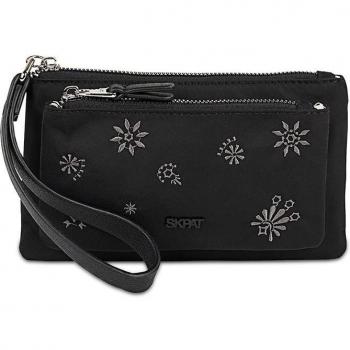 SKPAT Cartera de Mano para Mujer Viena 314325 Nylon-Polipiel Color Negro con Asa Adicional