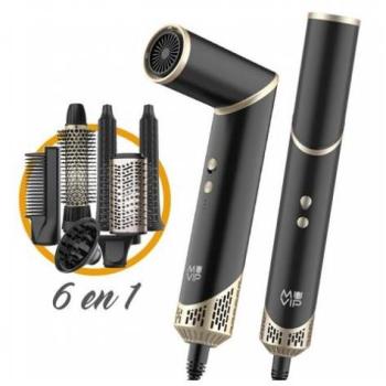 Secador y Peinador Profesional 6 en 1 - 1500W - Accesorios para Rizar, Cepillar y Alisar - 3 Niveles de Calor y 2 de Ventilación - Función de