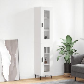 Aparador alto de madera multicapa blanco pulido 34,5x34x180 cm
