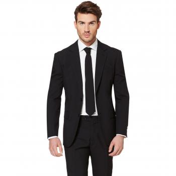OppoSuits Men's Slim-Fit Black Suit and Tie Set - Size 48
