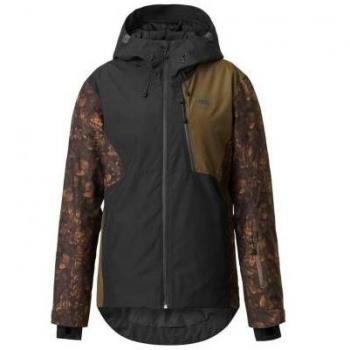 Chaqueta con capucha Picture Seen estampado negro marrón flores mujer - XS