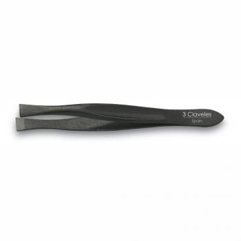 Pinza de depilar ancha recta negra 80mm - 3 Claveles 12217