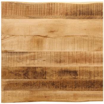 Tablero de mesa borde natural madera maciza mango 80x80x2,5 cm Marrón