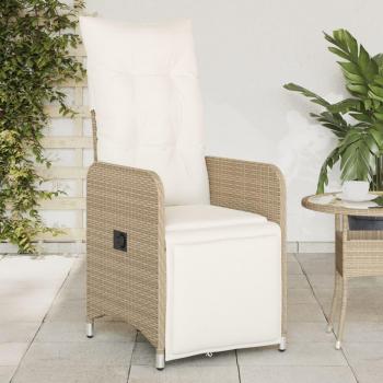 Sillones reclinables de jardín con cojines beige 2 uds ratán PE vidaXL