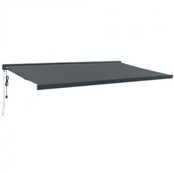 Toldo Retráctil Antracita 5x3 m de Tela y Aluminio