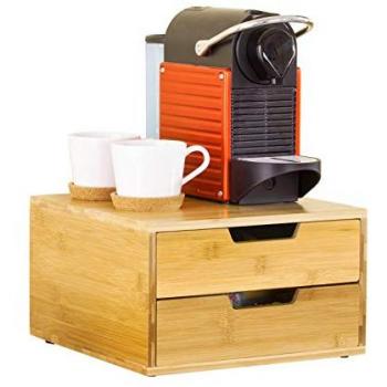Estante para Cafetera de Bambú con Soporte para Cápsulas y 2 Cajones - FRG82-N Sobuy