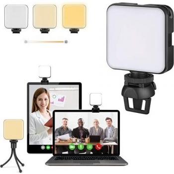 ROOTOK Luz para videoconferencia, Zoom Ring Light, luz de anillo para Webcam & Computer/portátil portátil, luz para selfies con soporte trípode y clip para Tik Tok, Teléfono, Fotografía, Youtube