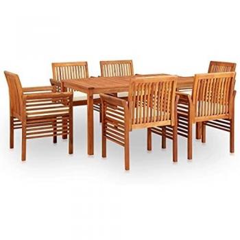 7-Piece Solid Acacia Wood Outdoor Dining Set with Cushions