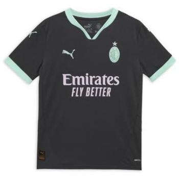 Camiseta Tercera Equipación AC Milan 2024-25 para Niños - Verde/Gris, Manga Corta, Poliéster Reciclado