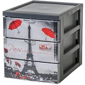 Iris Ohyama, Torre de almacenamiento, 3 cajones de 2 L, asas ergonómicas, sala de estar, dormitorio, oficina - Style Chest SCF-A5 - París