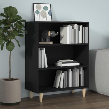 Aparador de madera contrachapada negro moderno de 69,5x32,5x90 cm, mueble de almacenaje para salón, buffet y armario auxiliar