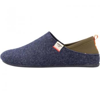 Zapatillas de casa unisex Victoria Norte de fieltro reciclado con trasera de neopreno y tirador en contraste, modelo 1081115V, color azul