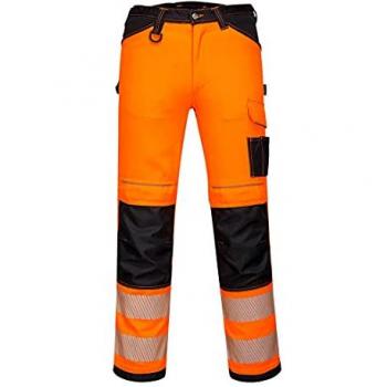 Pantalones de Trabajo de Alta Visibilidad Naranjas/Negros PW34 con Cinta Reflectante 40 29