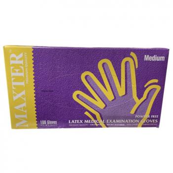 Maxter Powder-Free Disposable Latex Gloves Size M, 100 Count