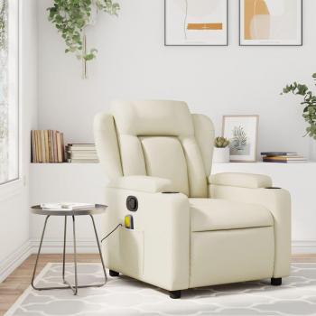 Silla de masaje reclinable crema de cuero sintético Vidaxl