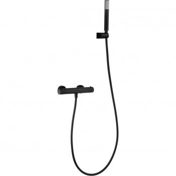 Kit de ducha termostático Monza Imex, color negro mate, modelo IMEX BTM039-5NG