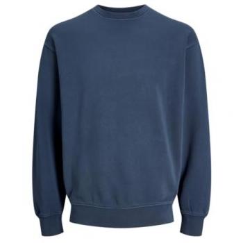Men's Jack & Jones Essentials Charge Faded Crew Neck Sweatshirt in Mood Indigo - Small