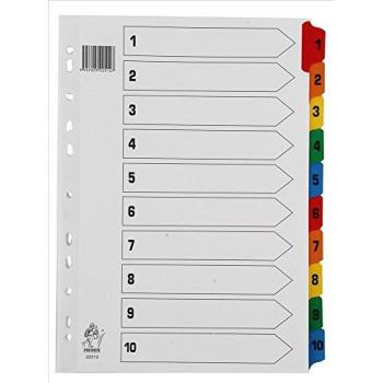 A4 Mylar Index 1-10 Multi-Colour