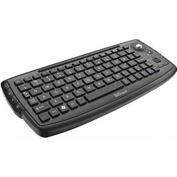Trust Adura - Teclado inalámbrico con trackball, color negro