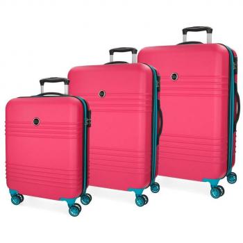 Roll Road India Set 3 maletas, 79 cm, Fucsia