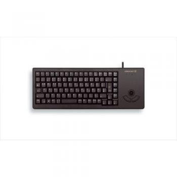 Teclado Cherry G84-5400 USB con Trackball Óptico y Diseño Italiano, Color Gris Claro